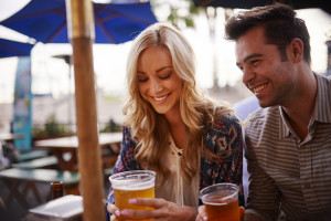 Couple enjoying brews together