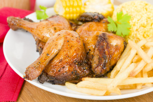 Southern Food, chicken, corn and fries