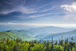 View of the Smoky Mountains in the spring