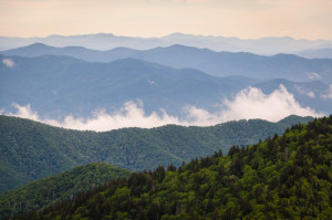 View of the fog covering the Smoky Mountains