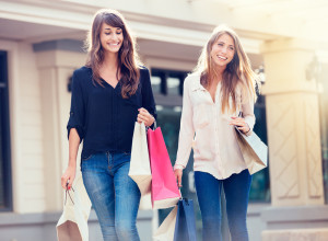 two women outlet shopping Pigeon Forge shopping